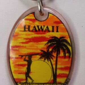 Hawaii Souvenir Collectible Keychain Keyring Surf Board Sunset Palm Tree Vintage
